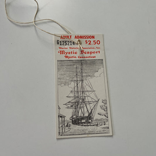 c1970 Mystic Seaport Mystic CT Adult Admission Tag Stub SAI1-2