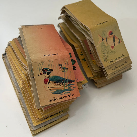 Huge Lot of Vintage Ohio Blue Tip Nature Matchbook Match Covers Bird Flower TF9