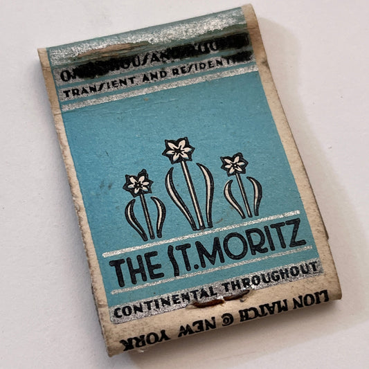 The St. Moritz Hotel Central Park NY Vintage Matchbook Cover TB8-MB3-10