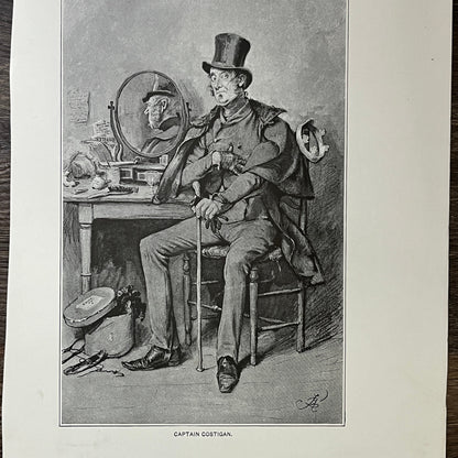 Vtg Lithograph Captain Costigan Frederick Barnard Pendennis Art Print 9x12 V4