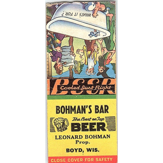 Bohman's Bar Leonard Bohman Boyd WI Vintage Matchbook Cover SE5-Y1