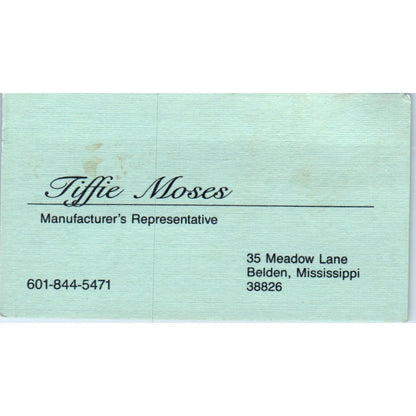 Tiffie Moses Manufacturer's Rep Belden MS Vintage Business Card SD8-B18