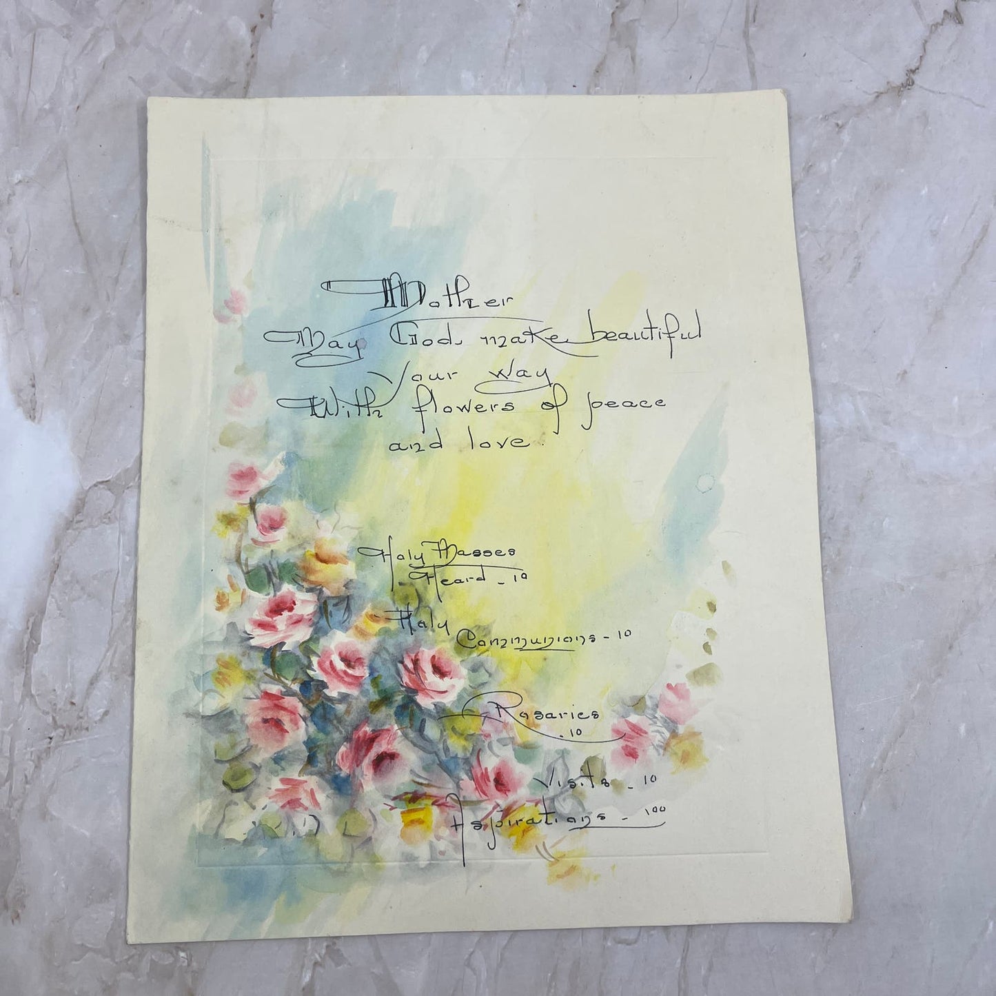 Vintage Large Handwritten Catholic Greeting Card for Mother TF5-L1