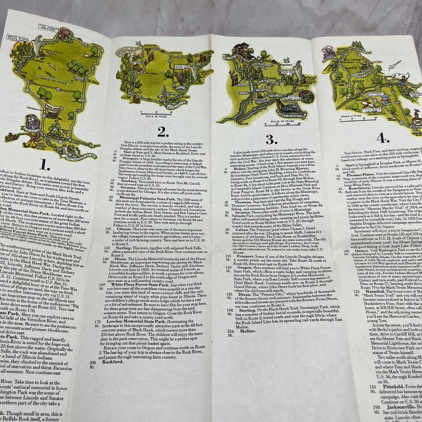 1972 20 Scenic Motor Tours to Take in Illinois Fold Out Travel Guide TH2-MP2