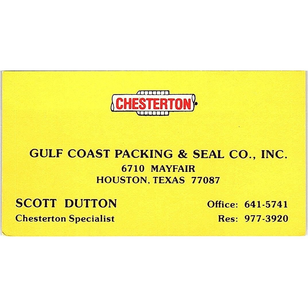 Gulf Coast Packing & Seal Co. Scott Dutton Houston Vintage Business Card SB4-B8