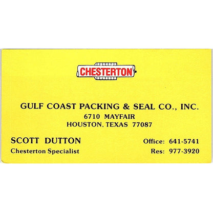 Gulf Coast Packing & Seal Co. Scott Dutton Houston Vintage Business Card SB4-B8