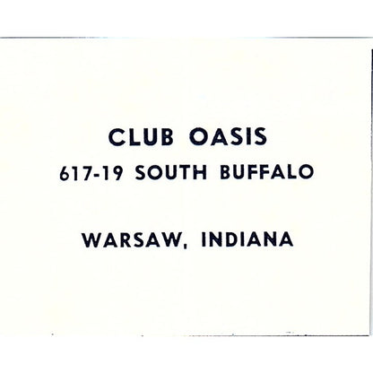 Club Oasis 617-19 South Buffalo, Warsaw Indiana 1964 Ad AG1-S12