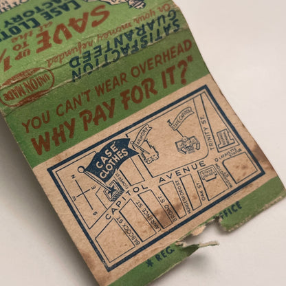 Case Clothes Hartford, New Britain CT Vintage Matchbook Cover TB8-MB2-3