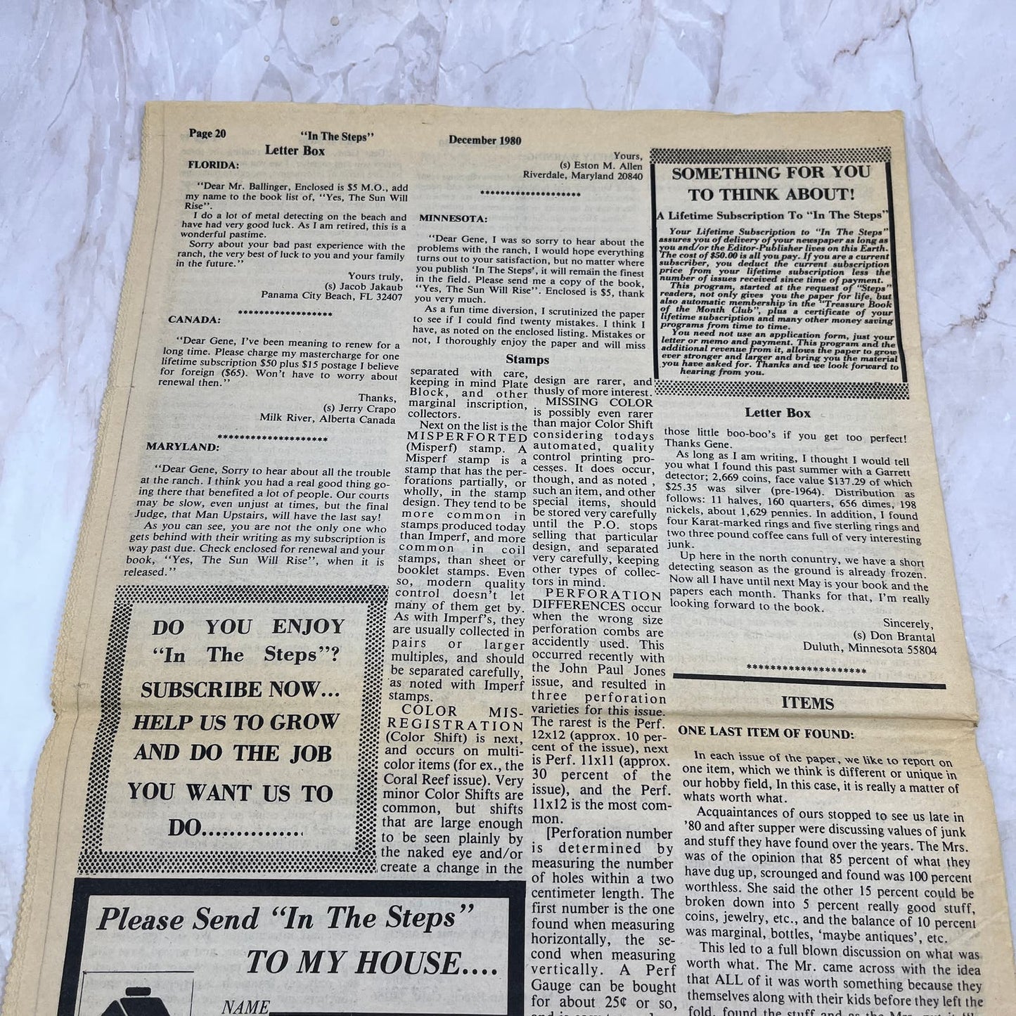 1981 Jan - In the Steps of the Treasure Hunter Newspaper - Grand Island FL M11