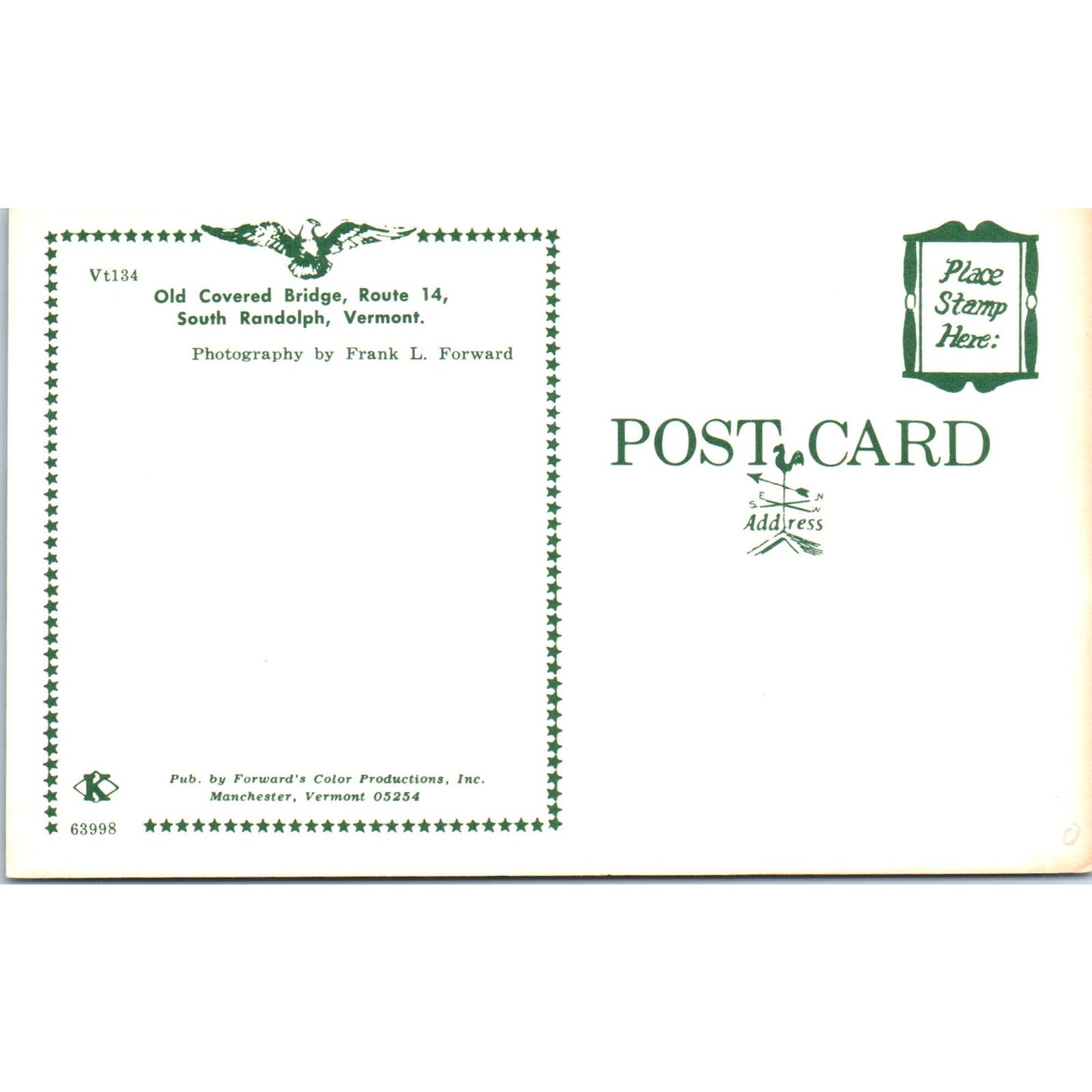 Old Covered Bridge South Randolph VT Vintage Covered Bridge Postcard PC14