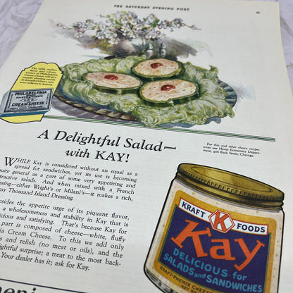 Kraft-Phenix Cheese Company Kay 1928 Original Magazine Advertisement FL6-8
