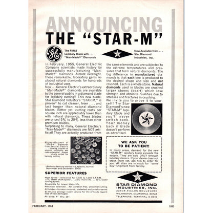 Star Diamond Industries Star-M Blade Wilmington CA 1964 Magazine Ad AB6-D18