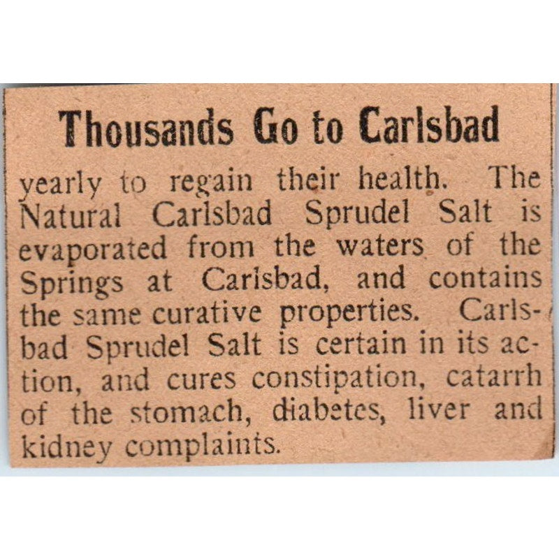 Natural Carlsbad Sprudel Salt Hartford 1901 Newspaper Ad AD8-HS1