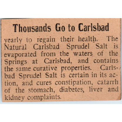 Natural Carlsbad Sprudel Salt Hartford 1901 Newspaper Ad AD8-HS1