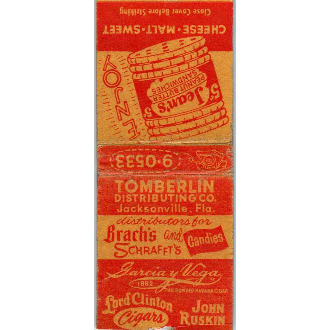 Tomberlin Distributing Co Jacksonville FL Vintage Matchbook Cover SD4-Y17