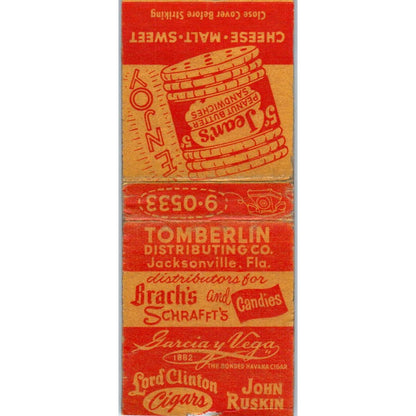 Tomberlin Distributing Co Jacksonville FL Vintage Matchbook Cover SD4-Y17