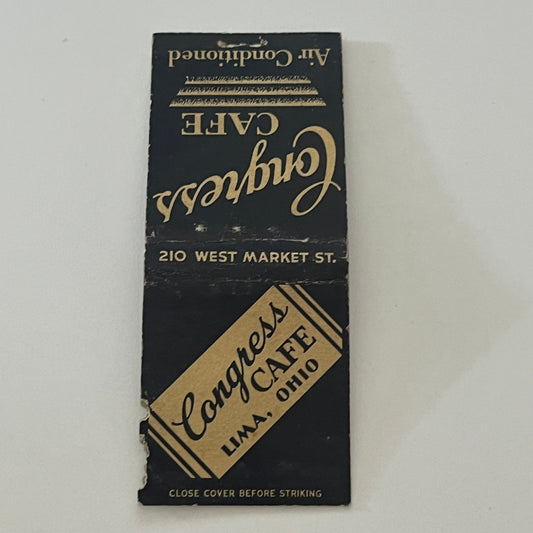 Congress Cafe Lima Ohio Vintage Matchbook Cover TB6-MB2-4