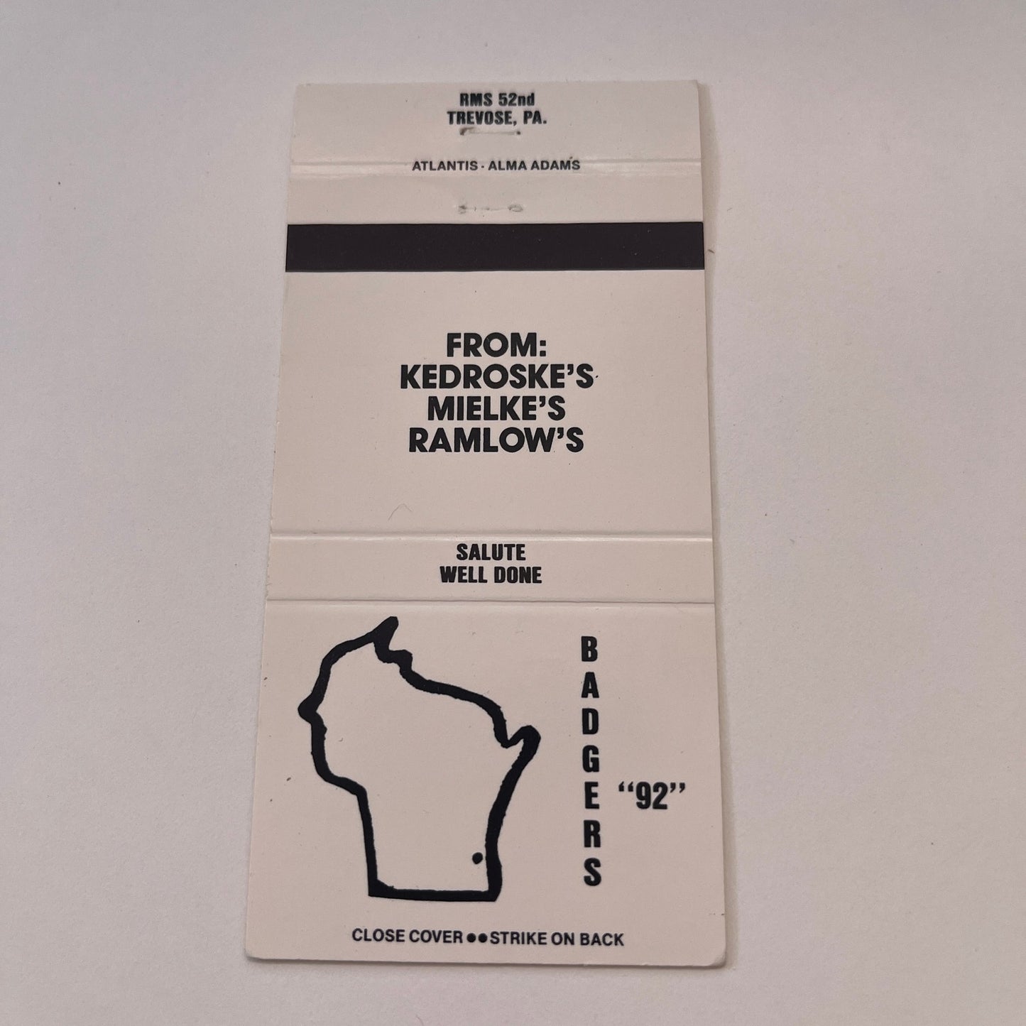 1992 RMS 52nd Trevose PA Kedroske Mielke Ramlow Vintage Matchbook MM4-10