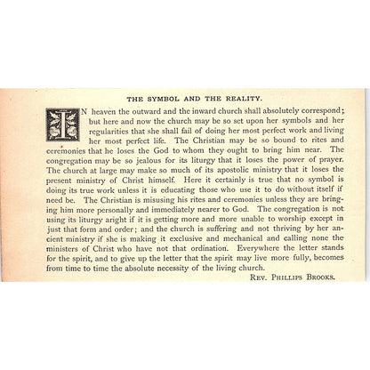 The Symbol and the Reality - Rev. Phillips Brooks 1884 Poem AG3-1