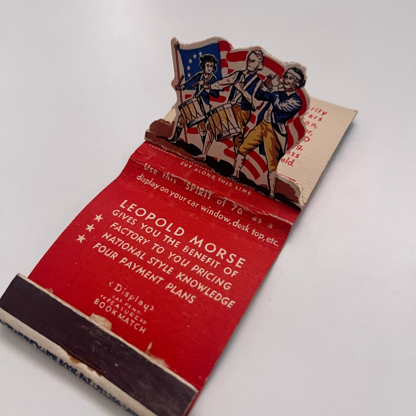 Leopold Morse Clothes Spirit of 76 Popup Hartford CT Matchbook Cover TB8-MB-2