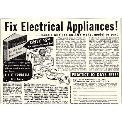 Rinehart & Co inc - Fix Electrical Appliances New York NY 1955 Ad AG1-5