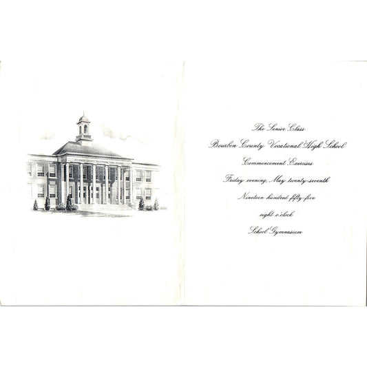 1955 Commencement Invitation Bourbon County Vocational High School AD8-R2