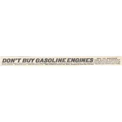 The Temple Pump Co Master Workman Gas Engine Chicago 1905 Magazine Ad AF1-NEH