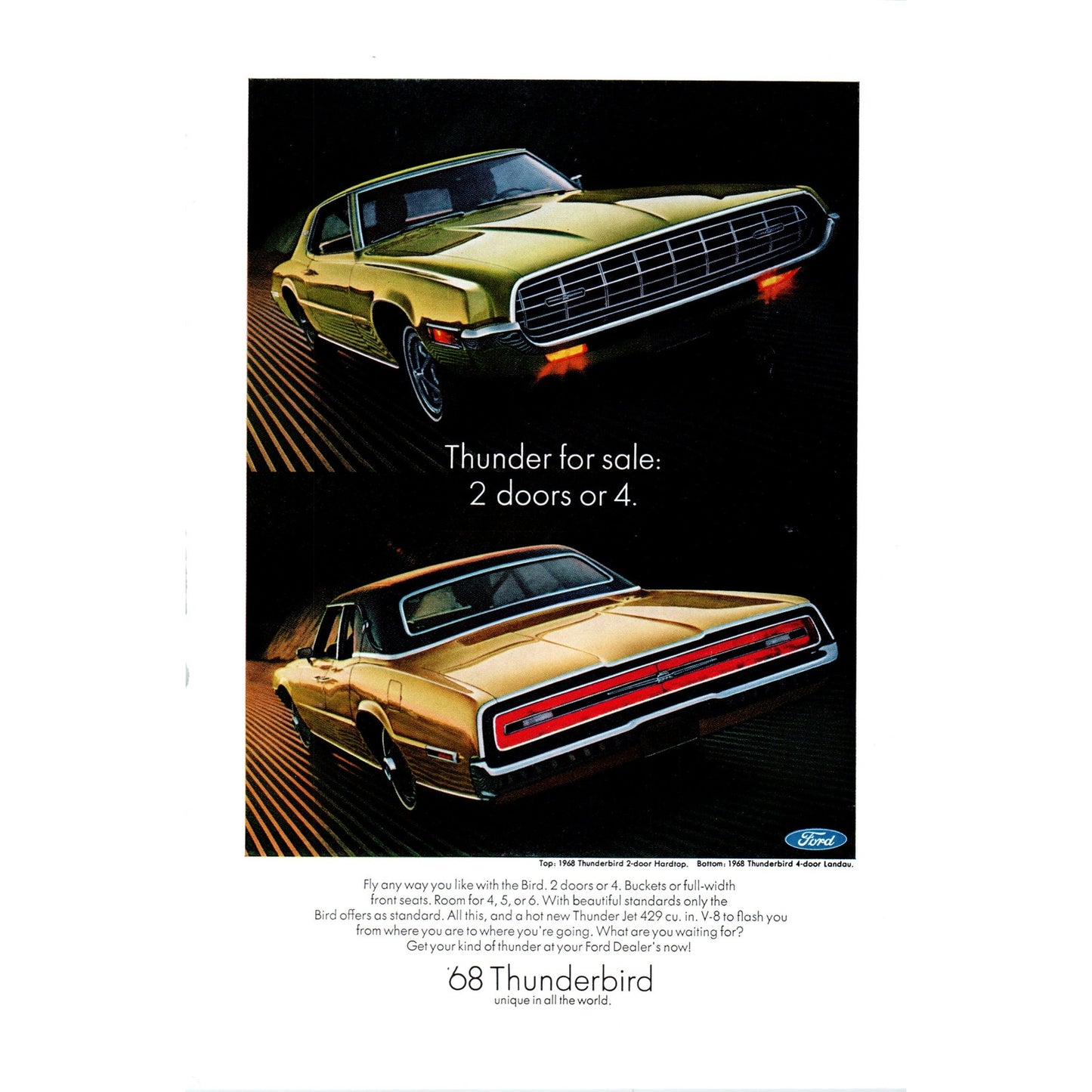 Ford Thunderbird 1968 Automobile Car - Vintage Magazine Ad D20