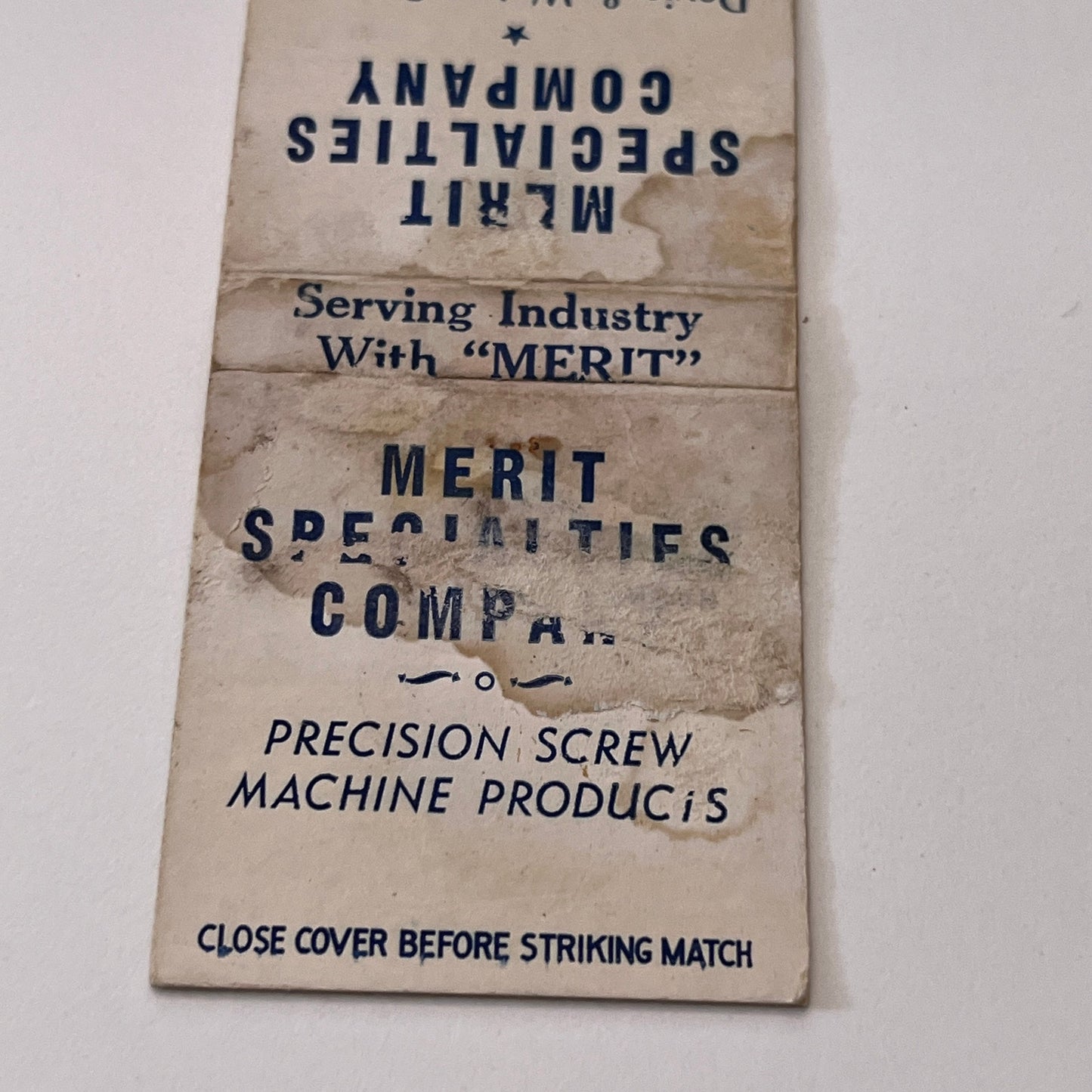 Merit Specialties Company St. Louis MO Vintage Matchbook Cover TB6-MB1-15