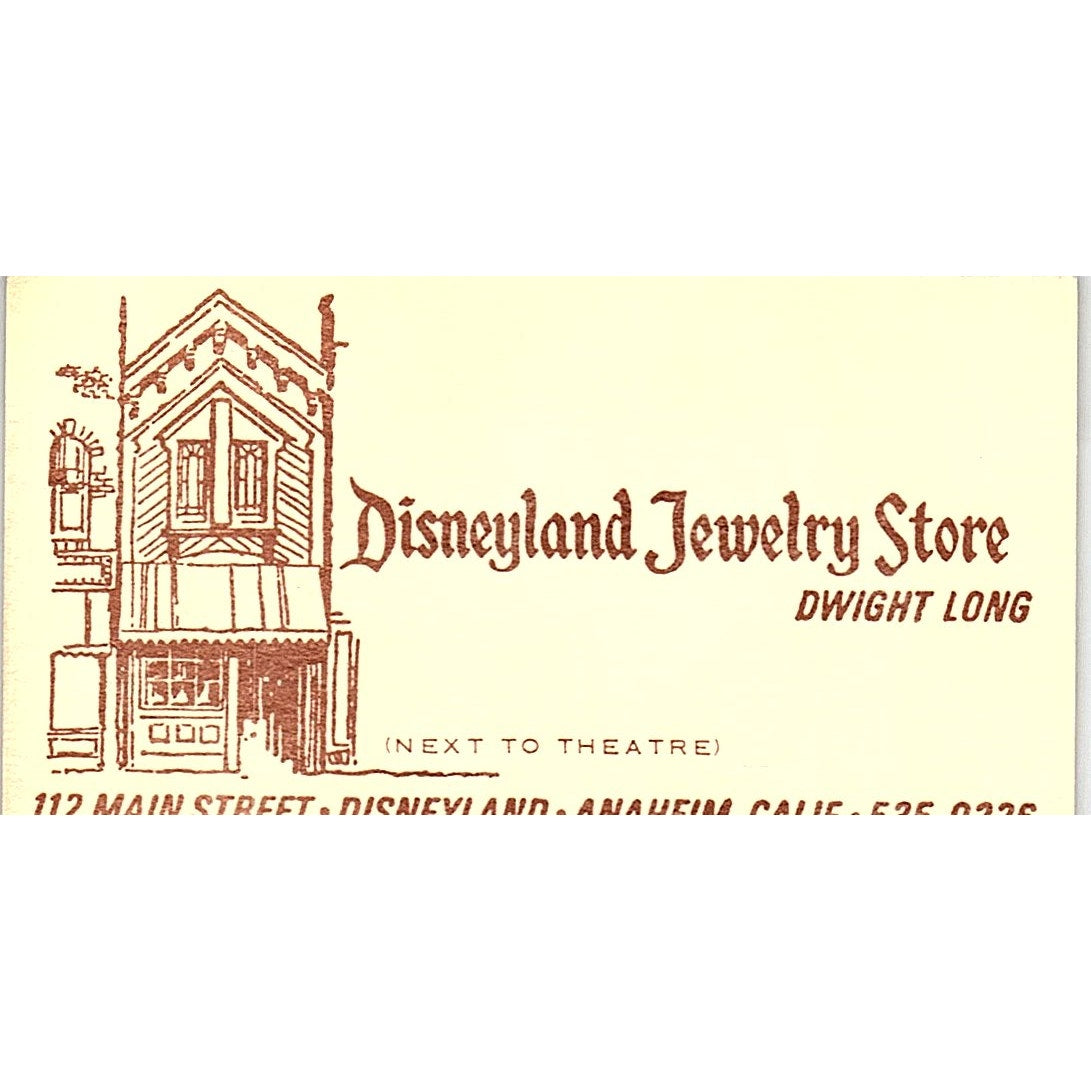 Disneyland Jewelry Store Dwight Long Anaheim CA Vintage Business Card SB4-B11