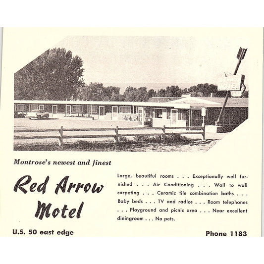 Red Arrow Motel Montrose CO 1958 Ad AG1-H6