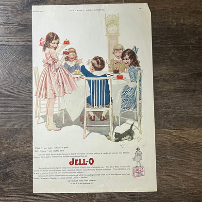 1919 Jell-o Jello Norman Price Children Kitten Yarn Magazine Ad 10x16 V10