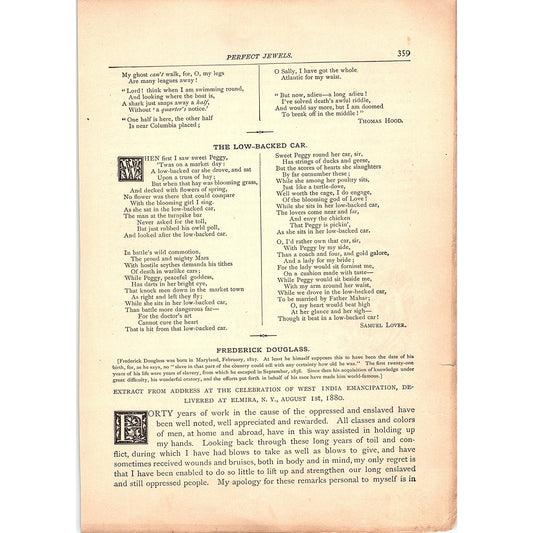 The Low-Backed Car - Samuel Lover, Frederick Douglass Address 1884 Poem TA5-CJ-5