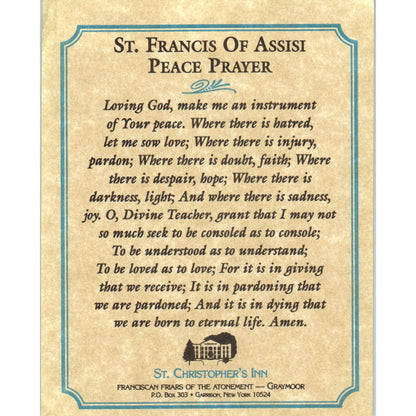 Peace Prayer St. Christopher's Inn Graymoor Vintage Catholic Prayer Card TH2-PC1