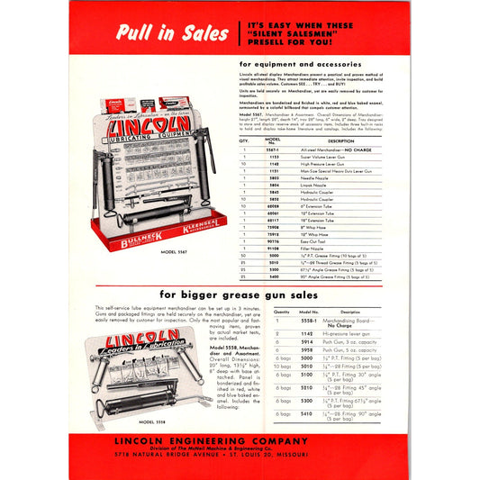 1957 Lincoln Engineering Company Lubricating Equipment St Louis MO 2 Page Ad I16