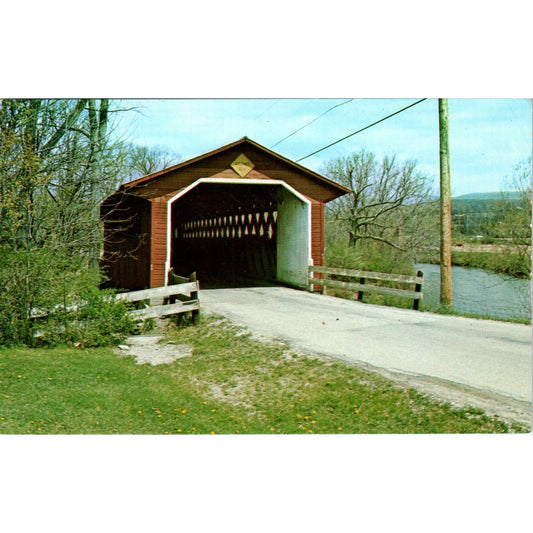 Old Covered Silk Road Bridge North Bennington Vermont Vintage Postcard PD1
