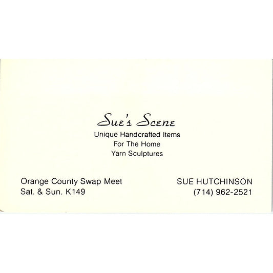 Sue's Scene Unique Handcrafted Sue Hutchinson Orange County Business Card SF3-B4