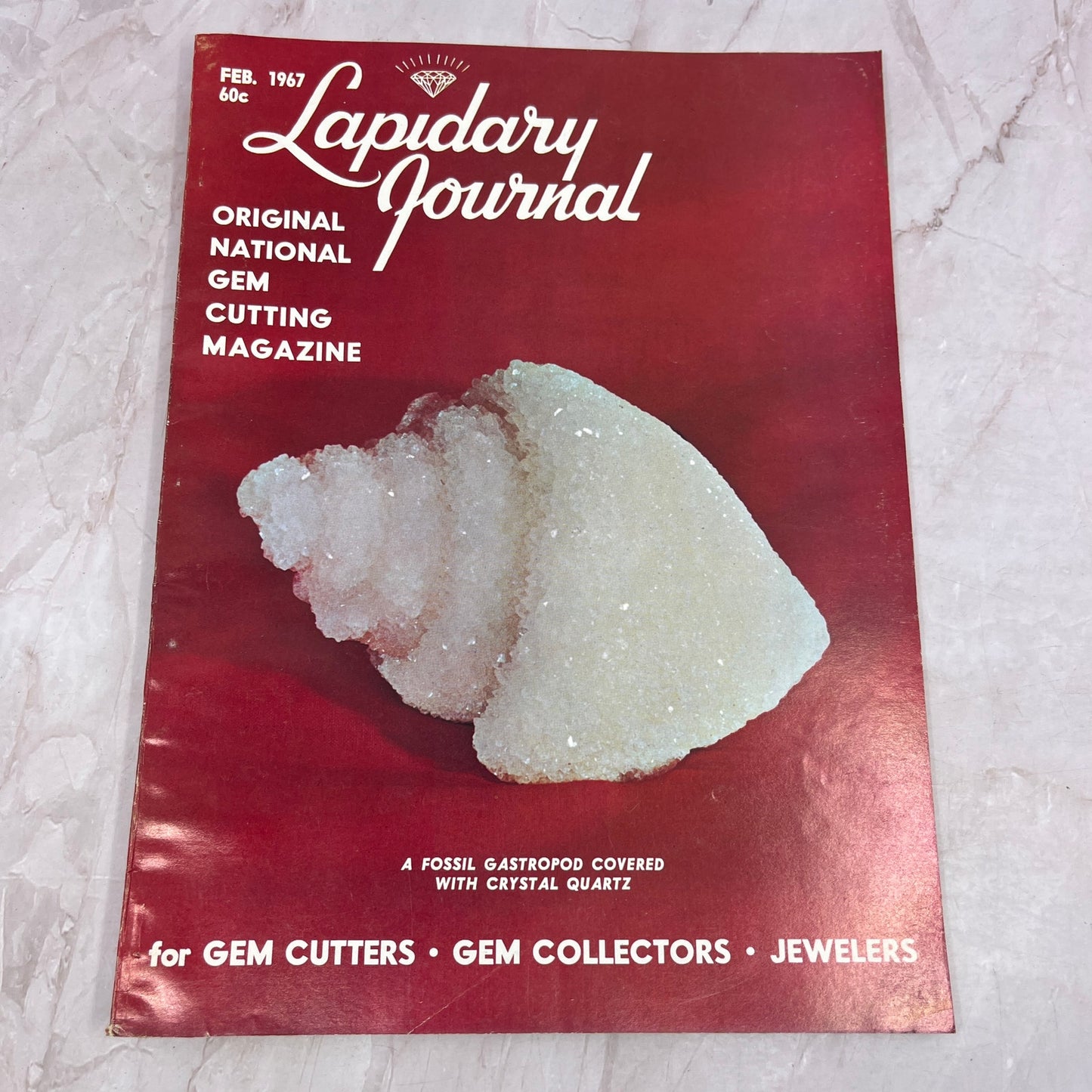 Fossil Gastropod Covered With Crystal Quartz - Lapidary Journal - Feb 1967 M27