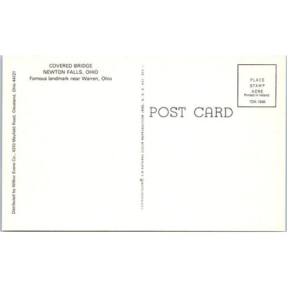 Newton Falls Bridge Warren Ohio Covered Bridge Postcard PB12
