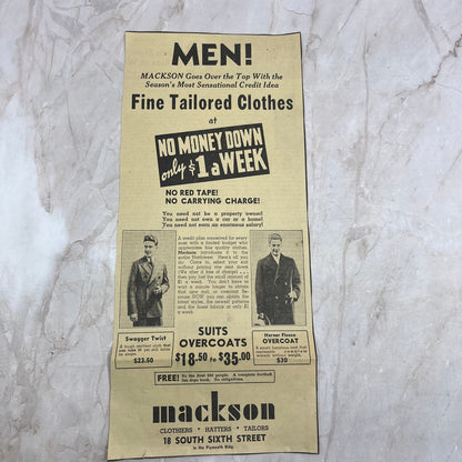 Mackson Tailors 6th St. 6x12" 1935 Minneapolis Journal Advertisement D10