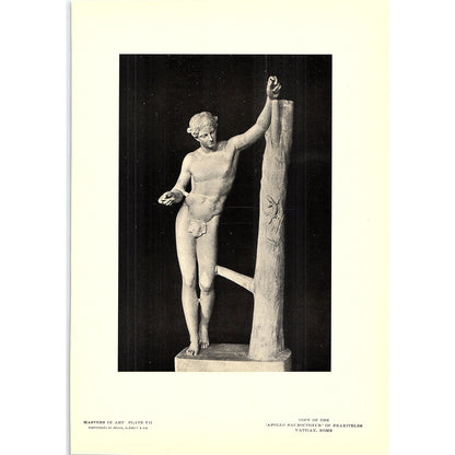 Apollo Sauroktonos - Praxiteles - 1902 Litho Art Print AF4-9