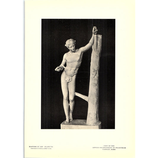 Apollo Sauroktonos - Praxiteles - 1902 Litho Art Print AF4-9