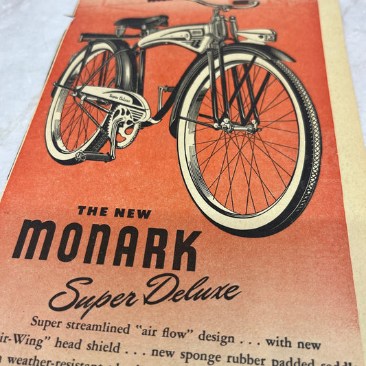 Monark Super Deluxe Bicycle Free Folder 4.5x12 Magazine Advertisement FL6-6