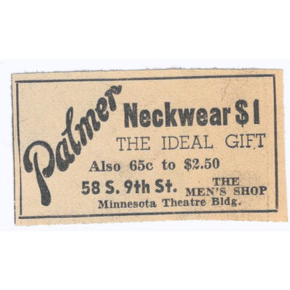Palmer Neckwear Minnesota Theatre Building 1935 Minneapolis Journal Ad AE7-H3