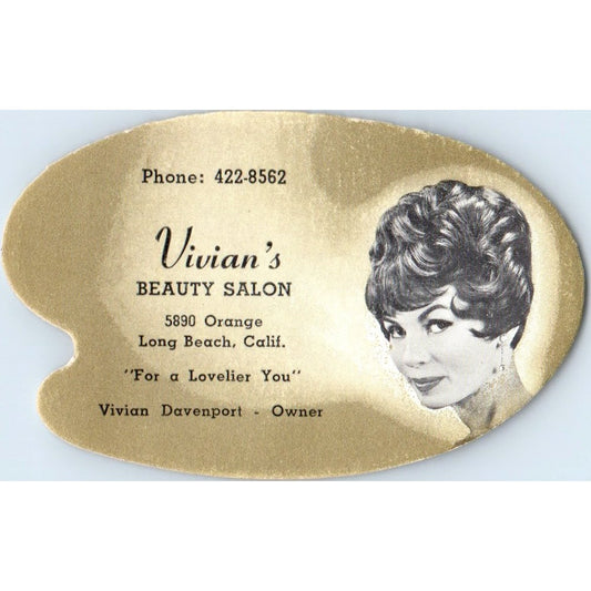 Vivian's Beauty Salon Long Beach CA Vintage Business Card SD8-B11