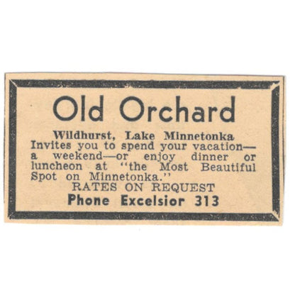 Old Orchard Wildhurst Lake Minnetonka 1935 Minneapolis Journal Ad AE7-H3