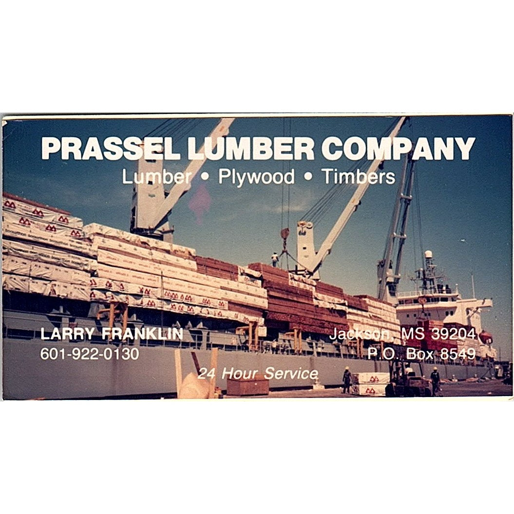 Prassel Lumber Company Larry Franklin Jackson MS Vintage Business Card SD9-B13