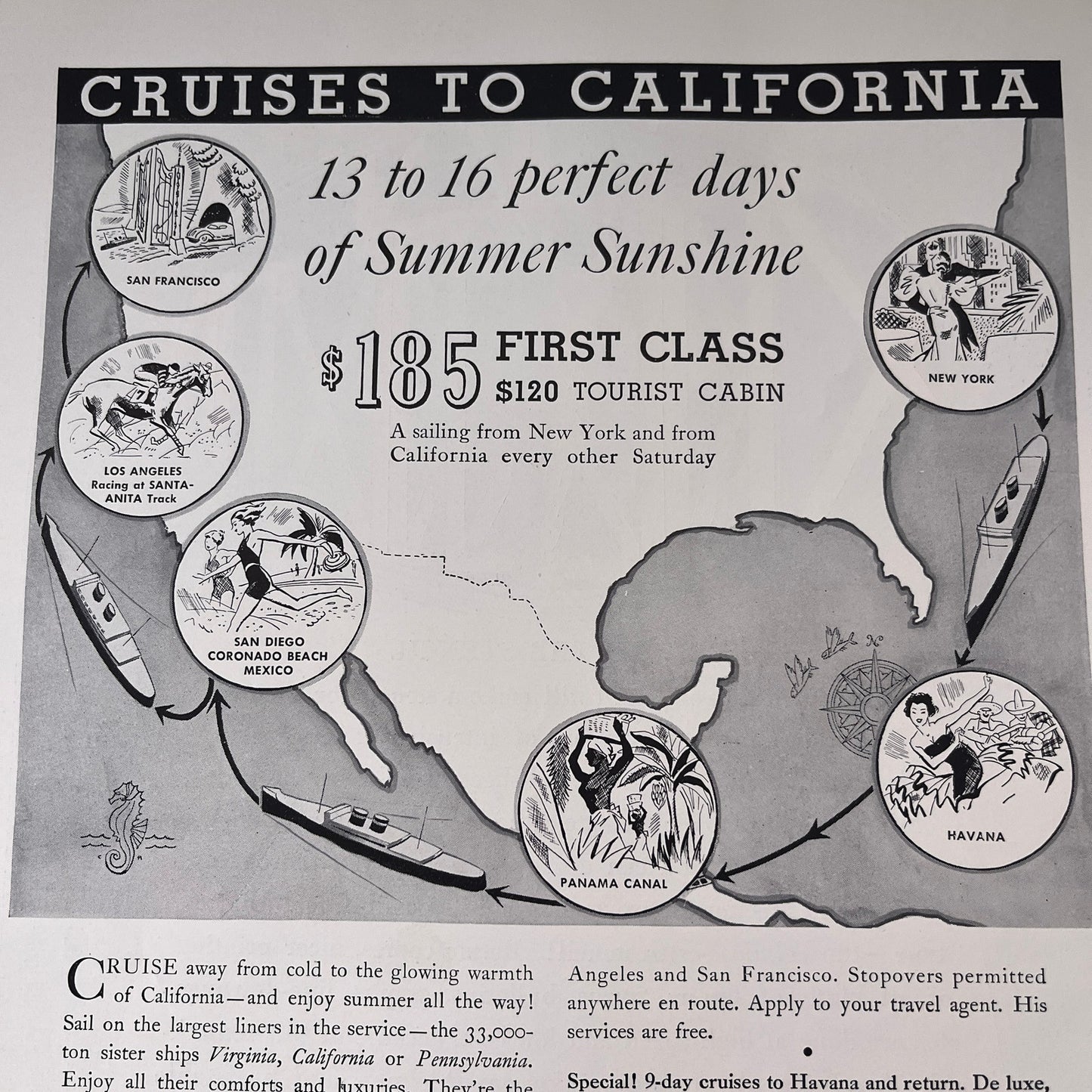 Panama Pacific Line Cruises to California 1935 Ad V1-5