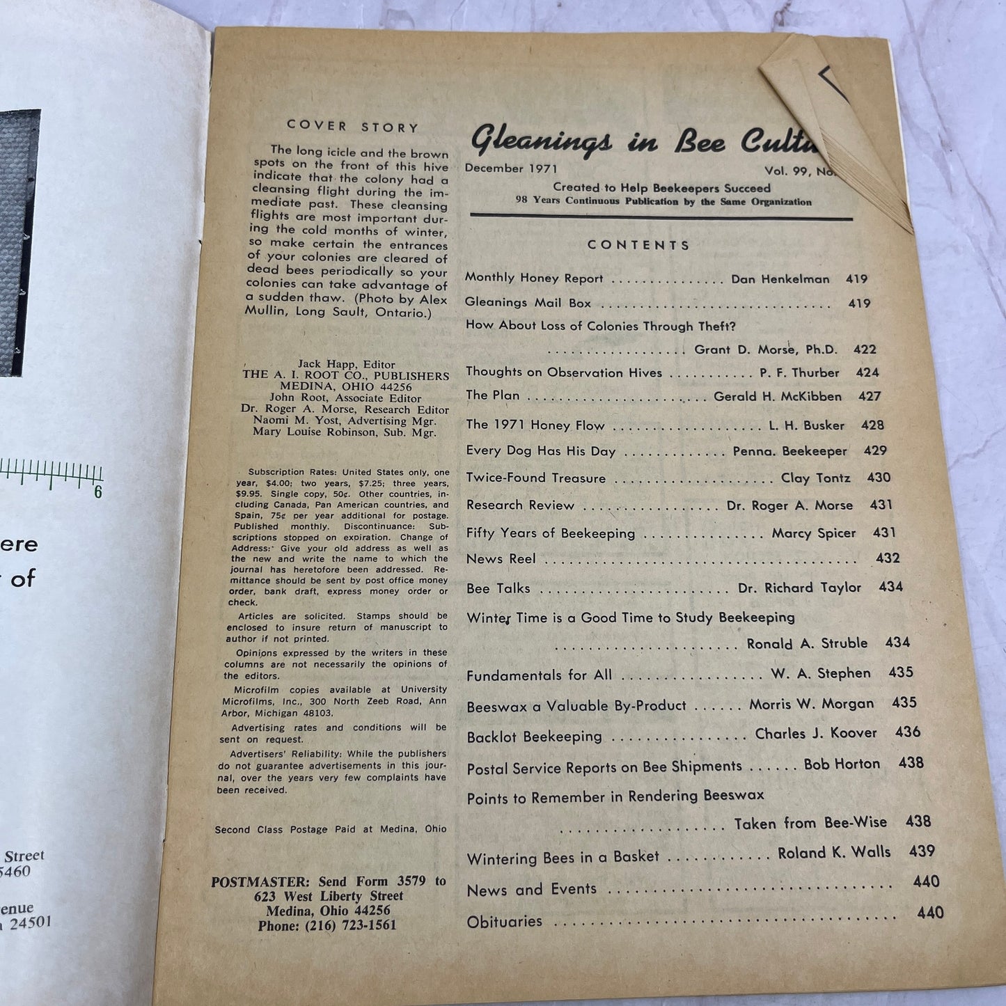 1971 Dec - Gleanings in Bee Culture Magazine - Bees Beekeeping Honey M33