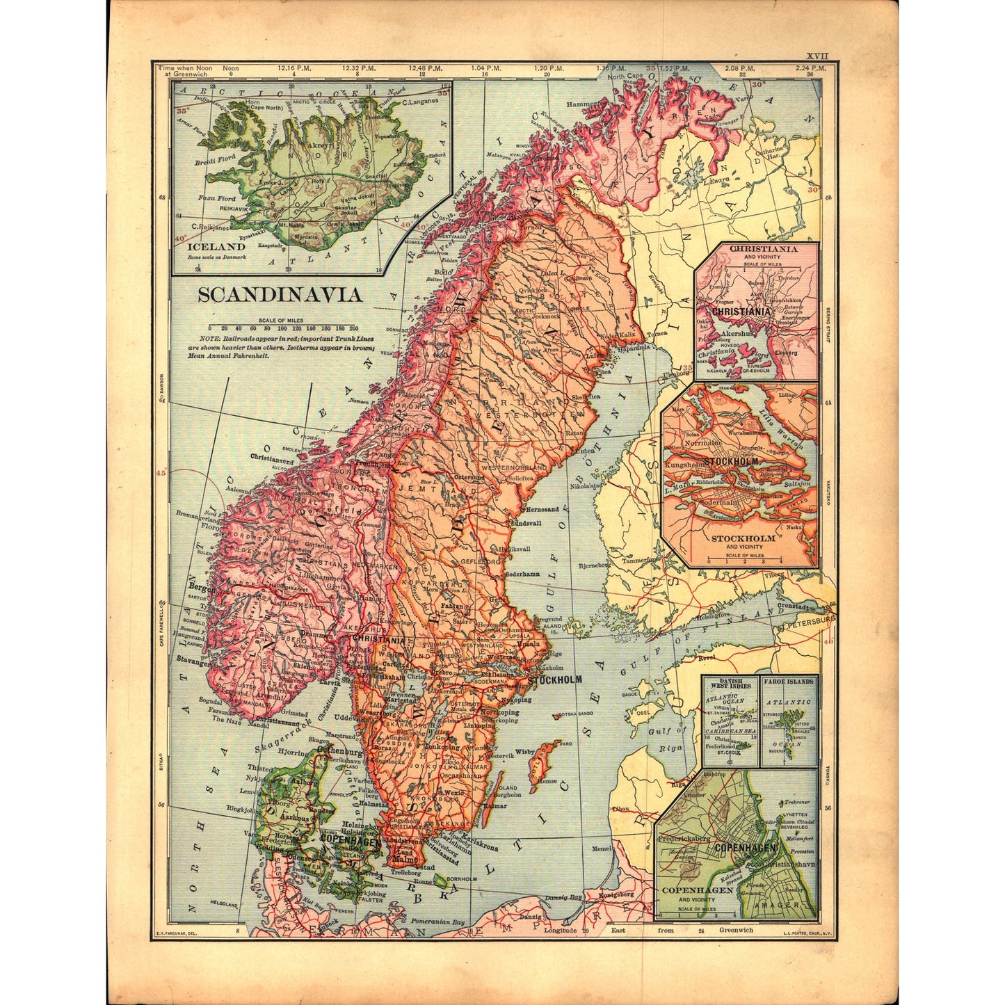 Map German Empire Netherlands Belgium Scandinavia 1901 Original Engraving V1-1